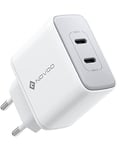 NOVOO Chargeur 35W USB C 2 Port GAN Ⅲ pour MacBook Air, iPad Pro, Pixel, iPhone 14-8, Galaxy, Samsung S10/S20/S22 Compact Mural Charge Rapide