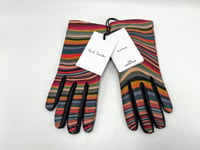 PAUL SMITH Swirl Print LEATHER wool cashmere silk GLOVES Medium (M)