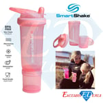 Smart Shake Revive Junior 300ml Protein Bottle Mixer Shaker Cup Light Pink