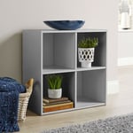 Grey Storage Cube 4 Shelf Bookcase Wooden Display Unit Organiser Furniture