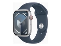 Apple Watch Series 9 (Gps + Cellular) - 45 Mm - Silveraluminium - Smart Klocka Med Sportband - Fluoroelastomer - Stormbl¨ - Bandstorlek: S/M - 64 Gb - Wi-Fi, Bluetooth, Uwb, Lte - 4G - 39 G