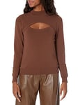 The Drop Isaac Cut Out Mock Neck Sweater Top, Chocolate, M