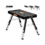 Établi pliant - FUXTEC FX-WB - table de travail, échafaudage, chevalet de sciage, planche à roulettes