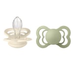 BIBS Pacifier Supreme 2 PACK Silicone Size 2 Ivory/Sage Nappar 2 st