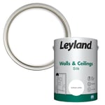 Leyland Walls and Ceilings Paint Silk, Brilliant White, Coverage 13m2 per Litre- 5L