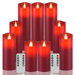 Da by Bougie LED pas de flamme clignotant télécommande électrique fausse bougie, batterie externe étanche contrôle de bougie, paquet rouge 9pcs