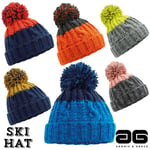 Ski Bobble Winter Beanie Hat Mens Ladies Beechfield Apre Wooly Pom Pom By A&g