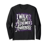 Walk to end Alzheimer's Awareness Purple Ribbon Support Long Sleeve T-Shirt