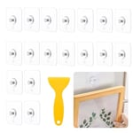 GUOYOU 18 Pièces Accroche Tableau Sans Percer, Crochet Adhesif Mural avec Grattoir, Fixation Cadre Sans Percer, Attache Cadre Adhésif Transparent, pour Accroche Cadres Photo, Art Mural, Décoratives