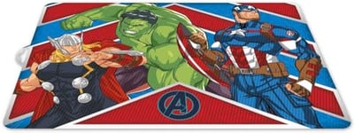 Marvel Set de Table Individuel Bleu et Rouge pour Enfants en Plastique Avengers Thor Hulk Captain America