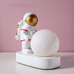 Astronautti Spaceman Moon Night Light makuuhuoneen yöpöytä Creative koristeellinen pöytälamppu Lapset vauvat lapset lahjalamppu valkoinen valo (väri: kulta)