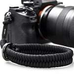 Camera Wrist Strap with Safer Connector for Nikon Canon Sony Panasonic Fujifilm Olympus DSLR Mirrorless, Adjustable Paracord Camera Wrist Lanyard, Quick Release Camera Hand Strap (Black)