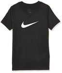 Nike G NK Dry Tee Leg Vneck Swoosh T-Shirt à Manches Courtes Femme, Noir, FR : M (Taille Fabricant : M)