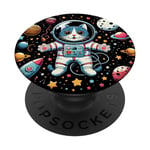 Cat Astronaut Floating in Space Design | Cosmic Cat Lover PopSockets PopGrip Interchangeable