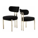 Chaises de Salle à Manger Lot de 2 Chaise Salle a Manger Moderne avec Pied Métal Chaise de Cuisine sans Accoudoirs, Fausse Fourrure, Noir