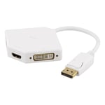 DELTACO Deltaco Displayport Till Dvi-d/hdmi/vga Adapter, 0,2m, Vit