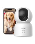 ZOSI C518 H.265+ 2K Caméra de Surveillance WiFi, 2,4G / 5G Caméra IP Intérieure Pan 360° Tilt 108°, Détection et Suivi de Personne, Appel en Un Clic, Audio Bidirectionnel, Stockage Local ou sur Cloud