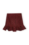 Herringbone Wool Mini Skirt - Winery