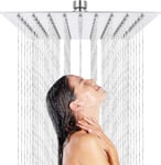 Tete de Douche Pluie Carre Anti Calcaire, Tete de Douche Pluie, Pomme de Douche en Acier Inoxydable et Haute Pression, Tête de Douche Rotatif 360° Facile à Installer et à Nettoyer, 8 Pouces (20x20cm)