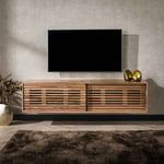 Meuble TV suspendu 150 cm style industriel en acacia massif naturel... Naturel SLIDE : meuble