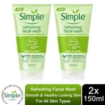 2x of 150ml Simple Kind to Skin Refreshing Facial Wash for Sensitive Skin