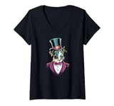 Womens Dog in a suit V-Neck T-Shirt