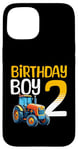 Coque pour iPhone 15 Tracteur agricole pour 2e anniversaire garçon 2 ans