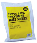 Triple Pack Polythene Dust Sheets 12' x 9' - for All Decorating, Gardening & DIY Jobs