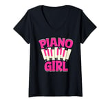 Womens Music Lover Keyboard Pianist Funny Piano Girl Musician Gifts V-Neck T-Shirt