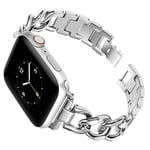 Compatible avec Bracelet Apple Watch SE 44mm Femme Argent, Réglable Sport Métal Montre Sangle Bijoux Bande de Remplacement Acier Inoxydable Wristband Compatible avec iWatch 42mm/44mm Serie 6/5/4/3/2/1