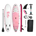 Inflatable Stand Up Paddle Board – Simple Deluxe Premium SUP for All Skill Levels, Pink Paddle Boards for Adults & Youth, Blow Up Stand-Up Paddleboards with Accessories & Backpack, Surf Control, Pink