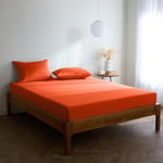 Mellanni Drap Housse 90x200 avec Bonnet 30cm - Doux, Résistant, Anti-Plis, Élastique Tout Autour - (90x200 cm, Orange Coquelicot)