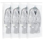 ZWMYF Lot de 4 sacs de Rangement sous Vide Suspendre pour vêtements,Transparents et réutilisables Housse sous vide pour vetement,pour costumes,costumes, robes, manteaux ou vestes4, 145x70 cm)