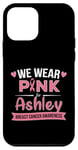 Coque pour iPhone 12 mini Ruban rose « We wear Pink » pour Ashley, soutien contre le cancer du sein