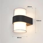 Svart upp/ned LED vägglampa i plast - 9W, rund, IP65 utomhus, 230V, inkl. ljuskälla. - Dimbar : Inte dimbar, Kulör : Varm