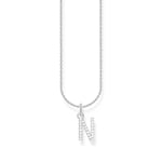 THOMAS SABO Chaîne avec pendentif lettre N en argent sterling 925 KE2253-051-14, taille unique, Argent sterling, Zircone cubique