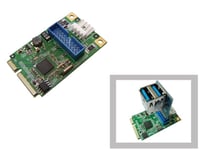 Mini PCI EXPRESS MiniPCIE 2-PORTAR USB 3.0-kort (USB3 SUPERSPEED 5Gbps) med NEC-kretsuppsättning - Med 19pin till 2x USB A-adapter