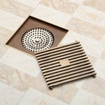 Serbia - 10 x 10Cm Carré Salle De Bains Douche Drain Siphon De Sol Piège Grille Déchets Passoire Fil Drains De Plancher En Laiton Antique