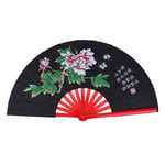 Demeras Tai Chi Fan Chinese Bamboo Fan Kung Fu Fighting Tai Chi Fan with Phoenix and Dragon for Wushu Dance Training(Black)