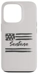 Coque pour iPhone 13 Pro Santana – Nom personnalisé, étoiles et rayures, drapeau des États-Unis