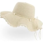 Vikbar solhatt för kvinnor UV-skydd sommar strandhatt Beige