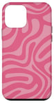 Coque pour iPhone 12 mini Pink Swirl Liquid Stripe Lines Groovy Abstract Années 70 80