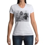 T-Shirt Femme Col V John Lennon Yoko Ono Vintage Beattles Fleur 70's