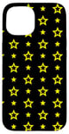 iPhone 15 Yellow Black Stars Night Fireflies Festive Lights Pattern Case