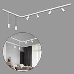 BRILONER - Système de rail Rail, set complet, 4x GU10 spots orientables, 2x GU10 suspensions, forme L, système de rail d'éclairage pour plafond, rail pour spots, lampe de plafond, 2,25m, blanc