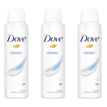 Dove Antiperspirant Deodorant Classic Spray 150ml - Pack of 3