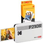 KODAK Pack Mini Imprimante P210 Retro 2 Blanc + 8 photos incluses + Cartouche 30 photos format CB - Bluetooth - Sublimation - Blanc