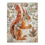 Artery8 Red Squirrel Woodland Forest Floor Bright Living Room Unframed Wall Art Print Poster Home Decor Premium