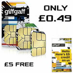 Giffgaff Giff Gaff Nano/micro/standard 3 In 1 Sim Free £5 Uk Card For Samsung