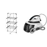 Black+Decker 63099 3-Tier Heated Clothes Airer Aluminium, Cool Grey, 140cm x 73cm x 68cm & Russell Hobbs Steam Power Generator Iron, 1.3L Removable Water Tank, Stainless Steel Non Stick Solep